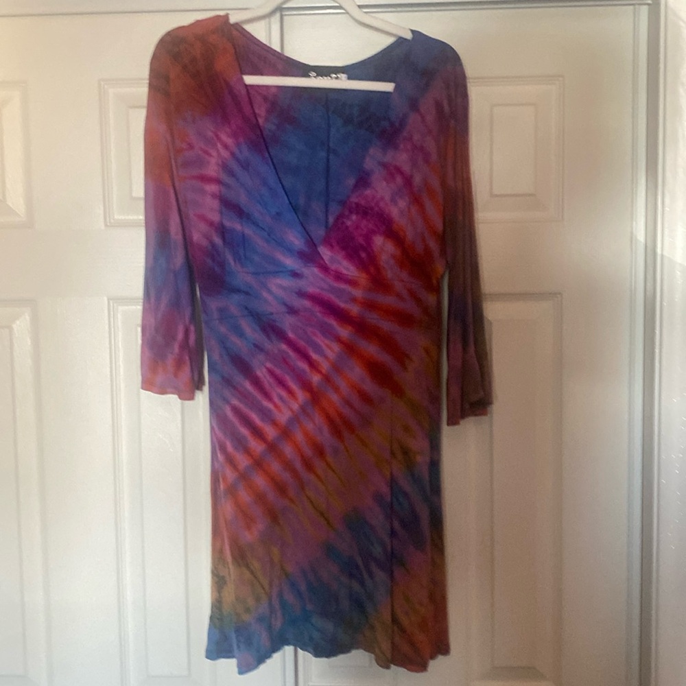 Tie dye quarter sleeve top